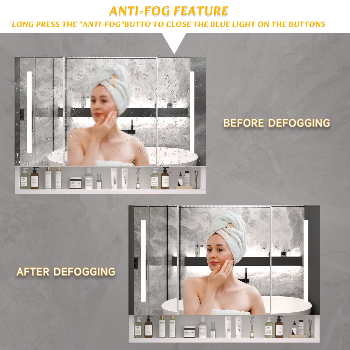Modern 39x28 inches bathroom cabinets, medicine cabinets with mirrors and LED lights, bathroom storage cabinet with multilevel storage compartments