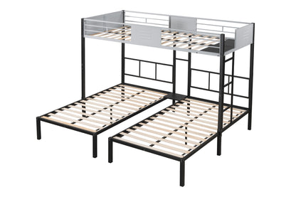 Space-Saving Triple Bunk Bed with Safety Guardrails and Versatile Design