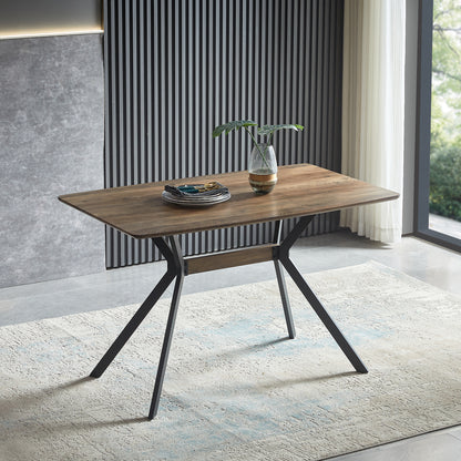 Dining Table MDF Top Metal Legs Walnut And Black Finish