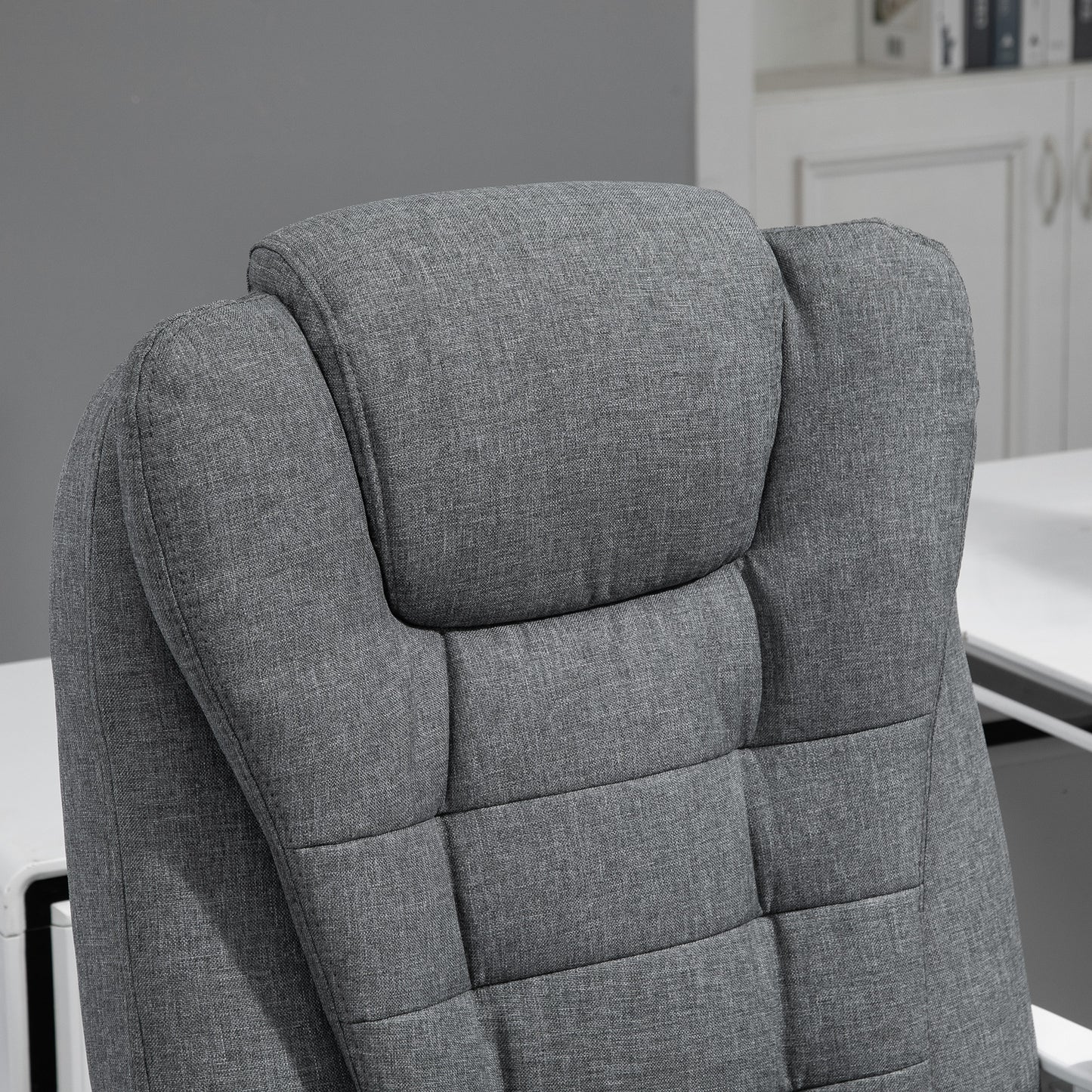 Vinsetto Ergonomic Reclining Office Chair with Adjustable Footrest and Linen Fabric
