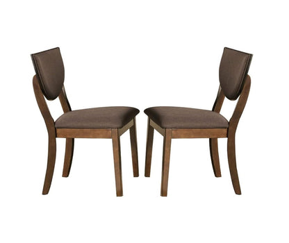 Set of 2 Dining Chairs, Solid Wood, Upholstered, 20.5W x 23.9D x 35H, Dark Chocolate Fabric, Walnut Finish