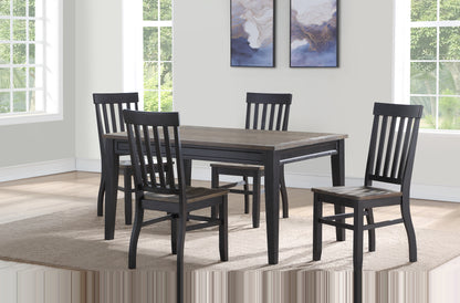 Farmhouse 5pc Dining Set Schoolhouse Chairs Two Tone Finish