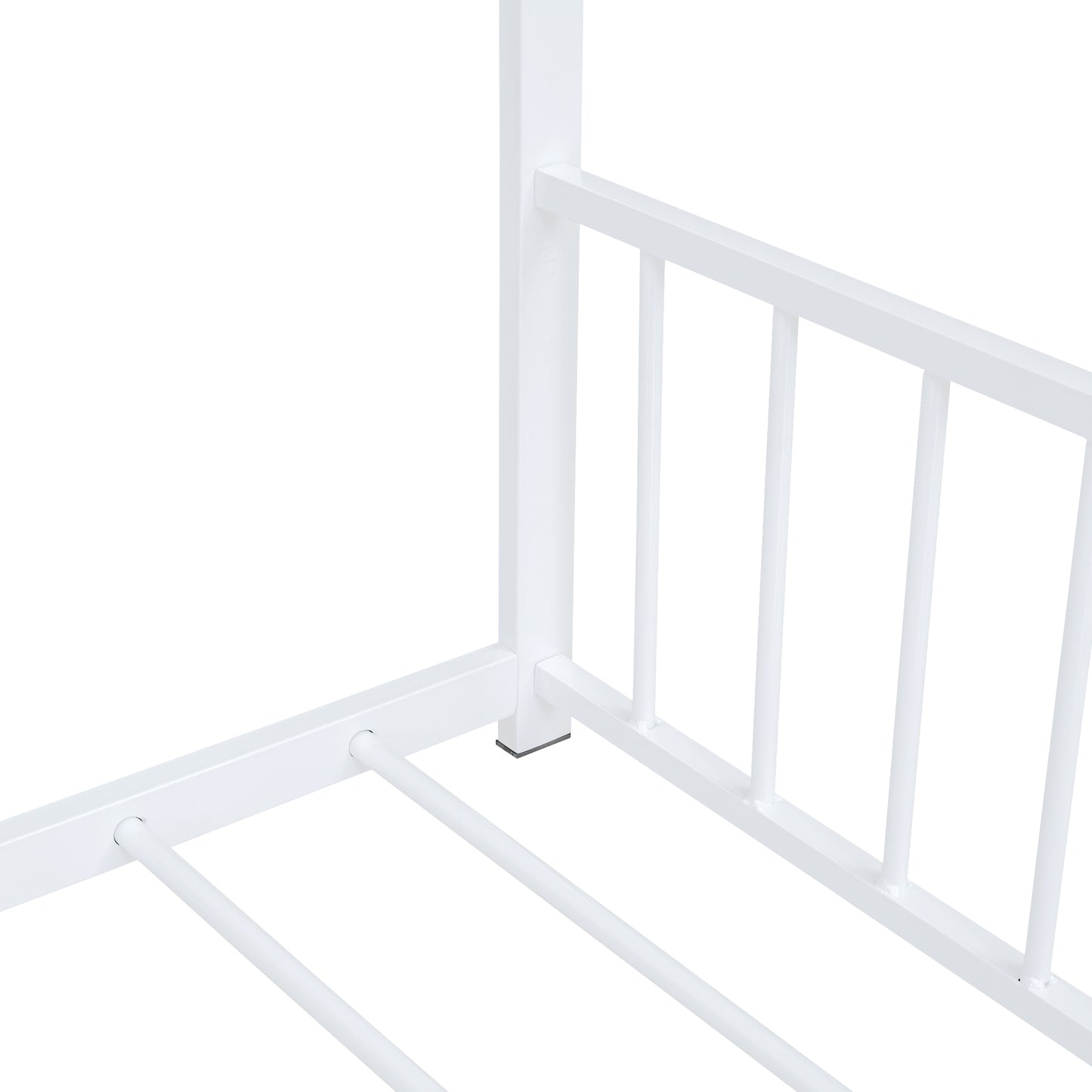 Whimsical White Full Size Metal House Bed for Kids