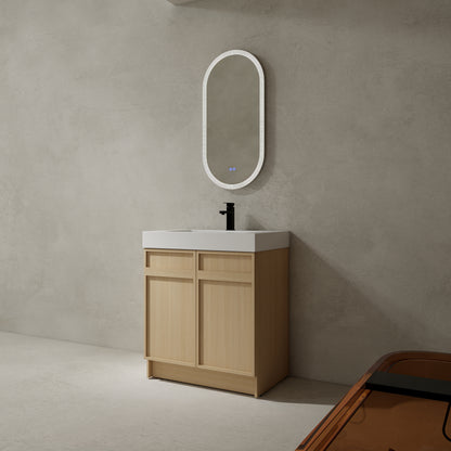 30-Inch Modern Freestanding Bathroom Vanity with Soft-Close Doors and Integrated Resin Sink