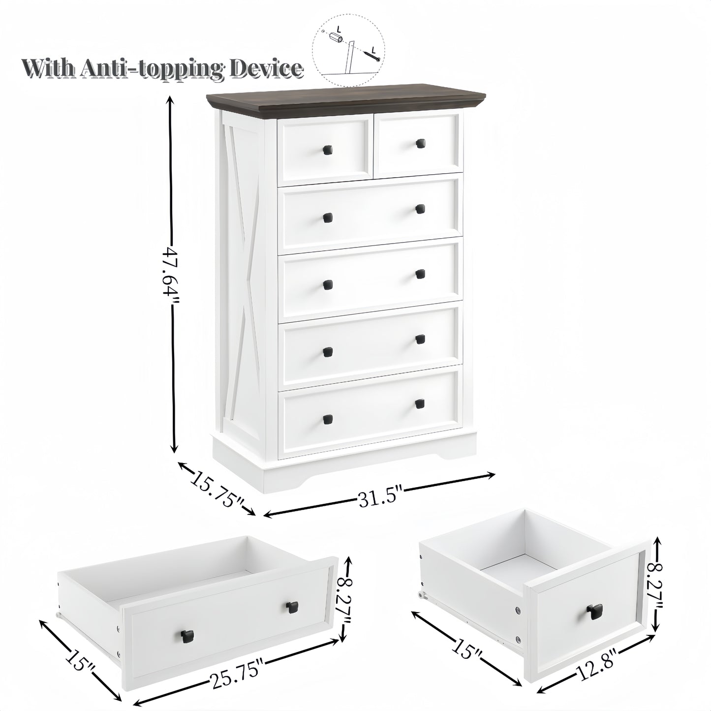 Elegant 6-Drawer Tall Chest of Drawers for Stylish Storage and Organization