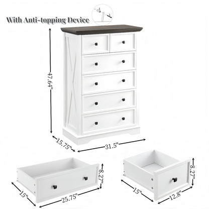 Elegant 6-Drawer Tall Chest of Drawers for Stylish Storage and Organization
