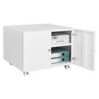 Versatile Mobile Copier Cabinet - White Steel 2-Door Printer and File Stand