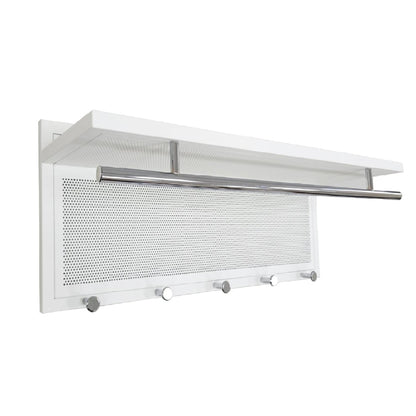 Esyspot Metal Powder Coating Hook Wall Mounted with Shelf White Metal 29.53'