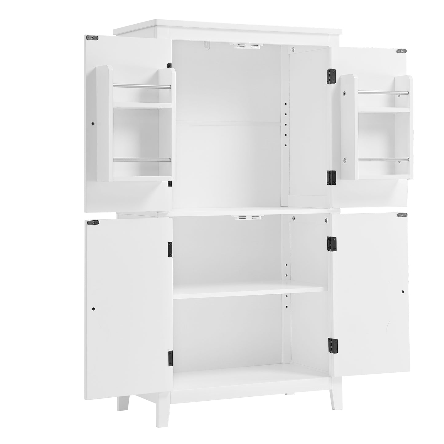 Stylish Freestanding Bathroom Storage Cabinet with 4 Adjustable Shelves, White MDF Unit