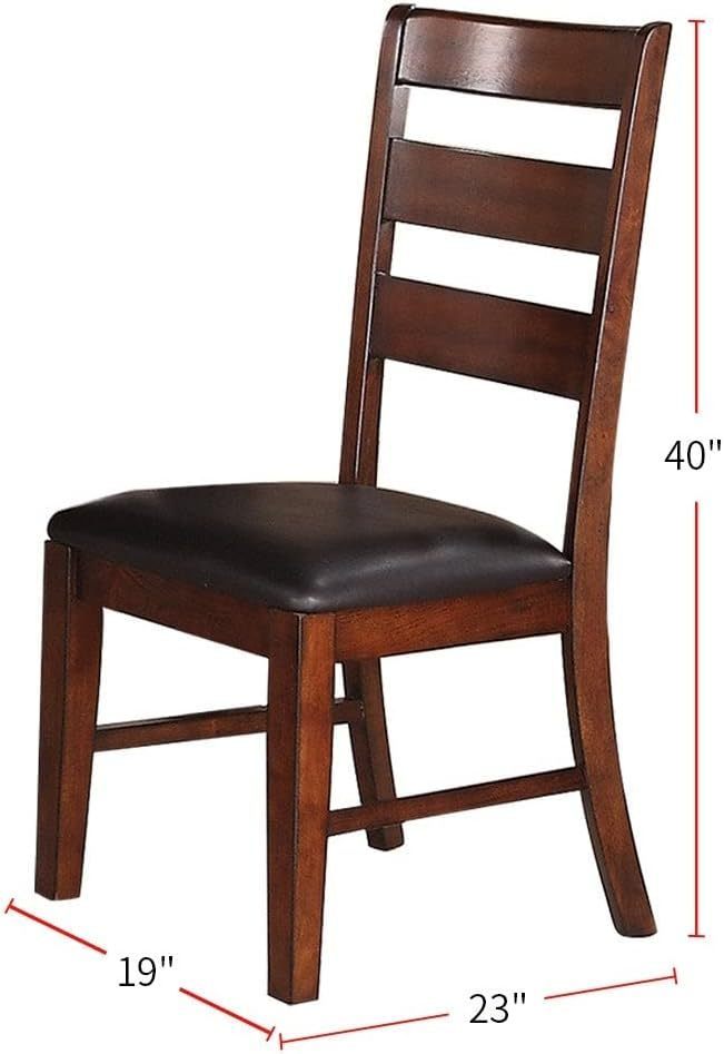Solid Wood Dining Chairs, Set of 2, Ladder Back, Cushioned Seats, 19x23x40 in, Antique Walnut Finish