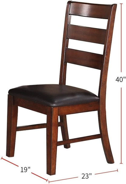 Solid Wood Dining Chairs, Set of 2, Ladder Back, Cushioned Seats, 19x23x40 in, Antique Walnut Finish