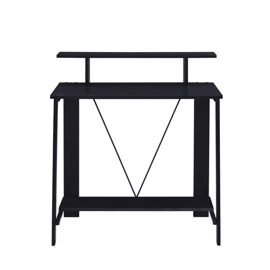 Modern Black Writing Desk with Dual Shelves