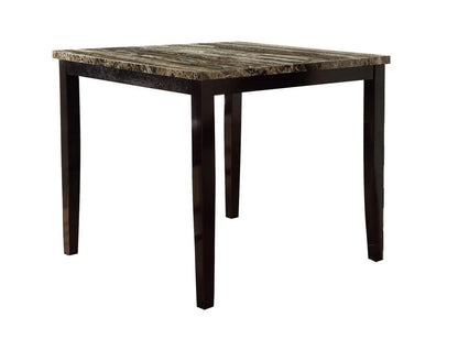 Dining Table Faux Marble Top Birch Veneer MDF Espresso Brown