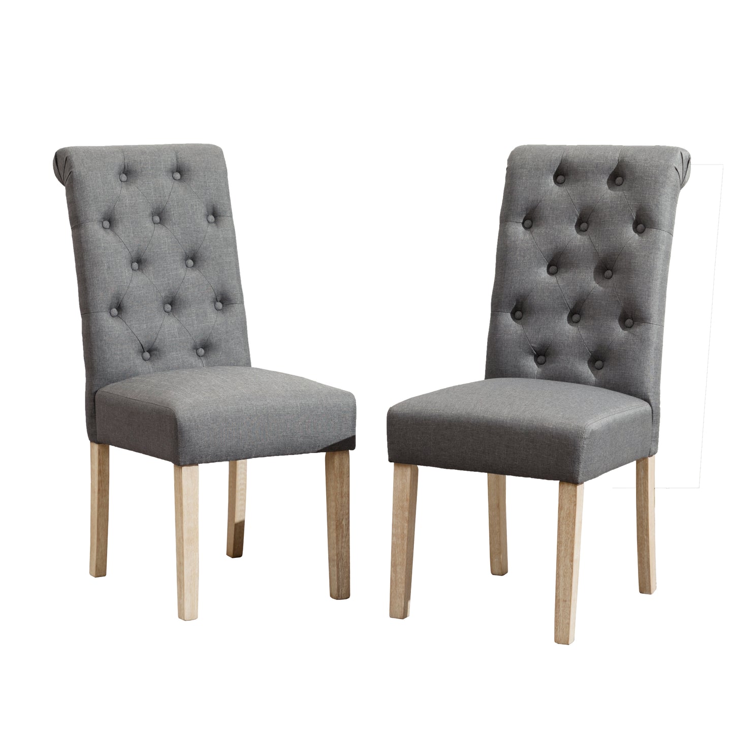 Round Dining Table With Tufted Chairs 5 Piece Set Gray