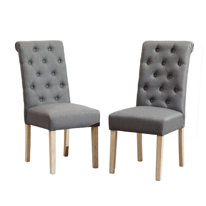 Round Dining Table With Tufted Chairs 5 Piece Set Gray