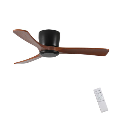 42-Inch Flush Mount Ceiling Fan with Remote, No Light, DC Reversible Motor, 6-Speed, Timer, Black