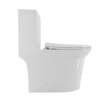 Elongated Comfort Height One-Piece Toilet with Quiet Dual-Flush System, CUPC & WaterSense Certified, White Ceramic, Soft Close Seat