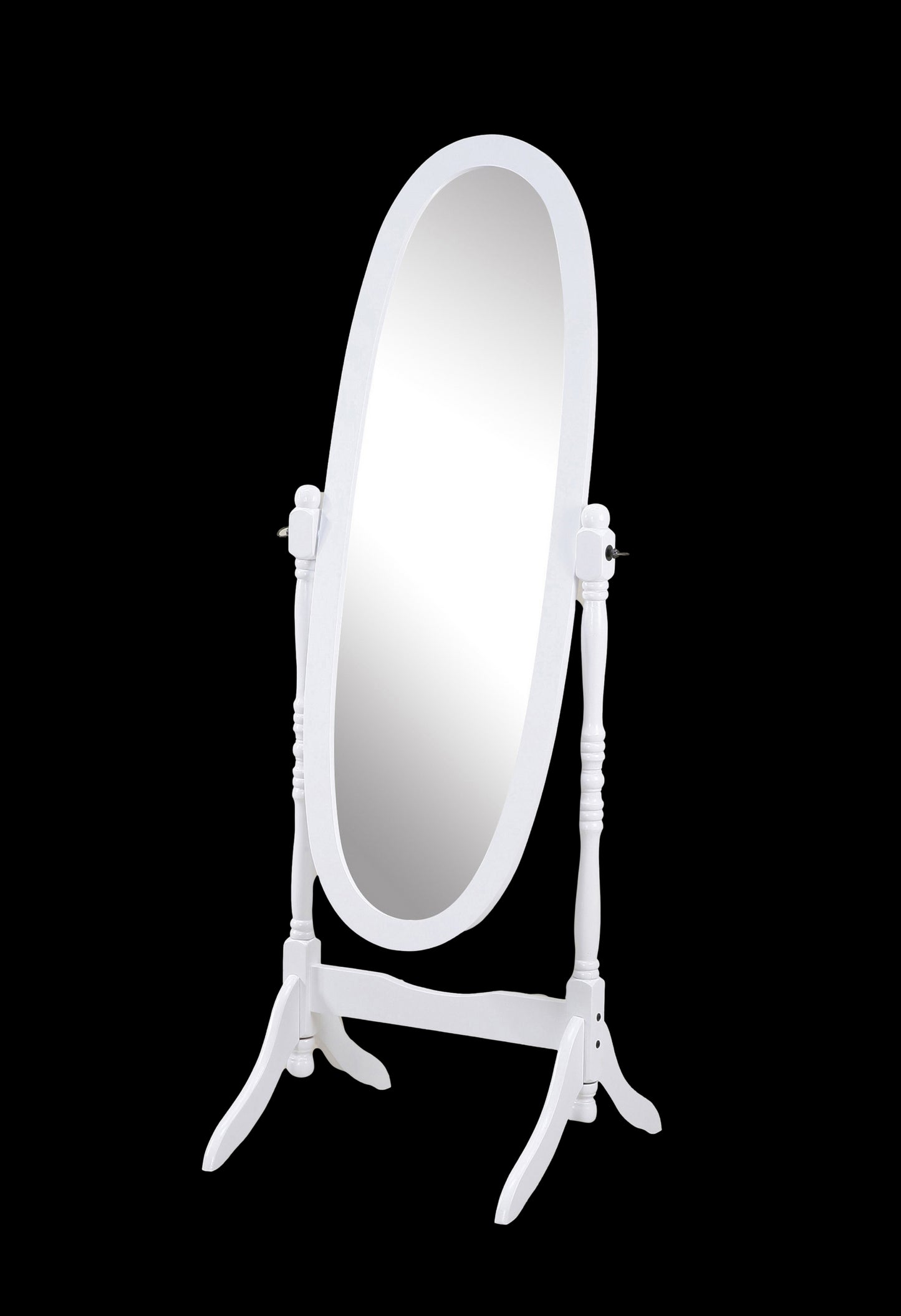 Elegant White Wood Cheval Mirror in Traditional Queen Anna Design