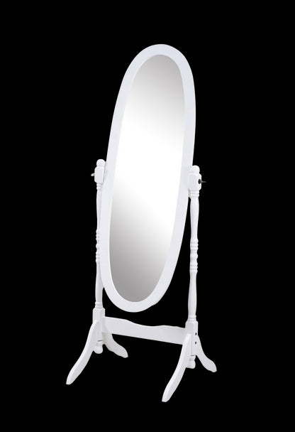 Elegant White Wood Cheval Mirror in Traditional Queen Anna Design