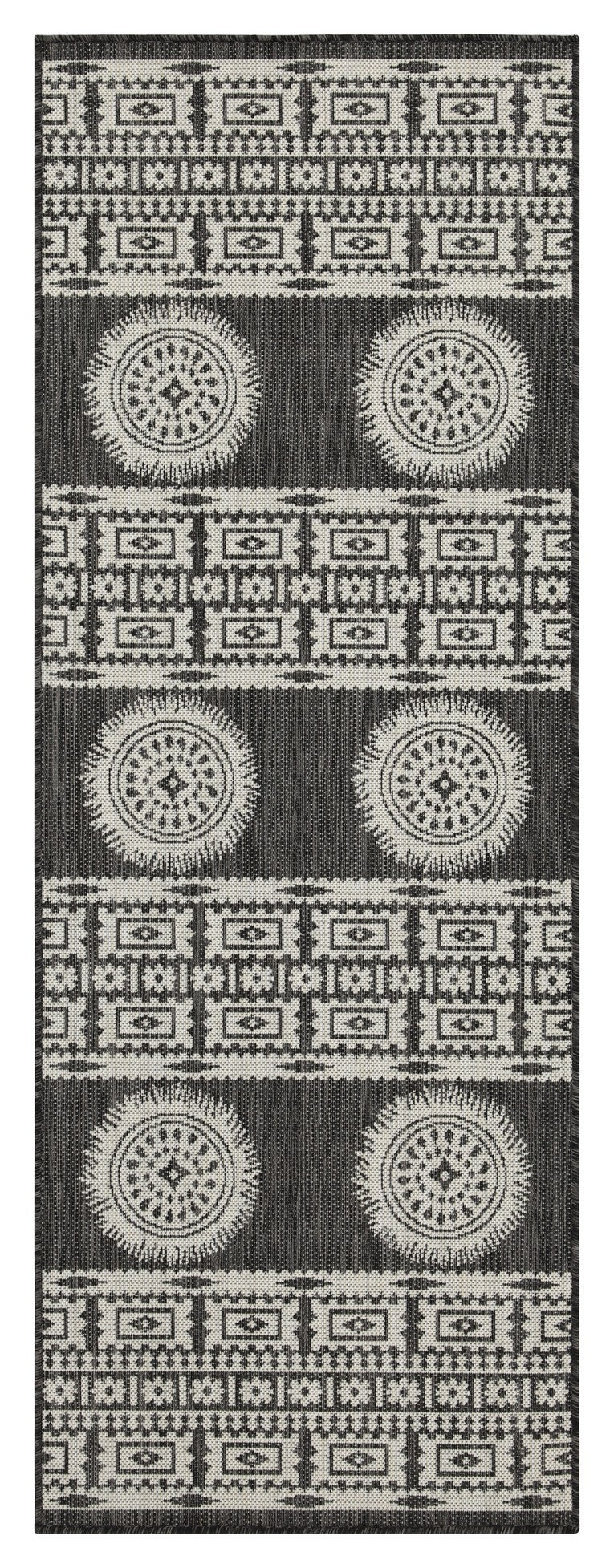 Indoor/Outdoor Area Rug, 2'7 x 7'3, Polypropylene, Stain-Resistant, Easy-Clean, Entryway/Patio, Anthracite