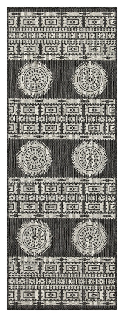 Indoor/Outdoor Area Rug, 2'7 x 7'3, Polypropylene, Stain-Resistant, Easy-Clean, Entryway/Patio, Anthracite