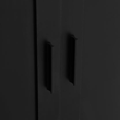 Elegant Black Storage Cabinet with Adjustable Shelves for Bathroom and Office