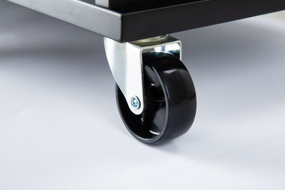 Mobile Kitchen Island with Rubber Wood Top, Adjustable Shelves & Spice Rack - Black-Beech Finish