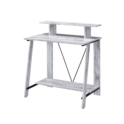 Antique Black and Grey Multi-Level Writing Desk with Stylish Metal Support