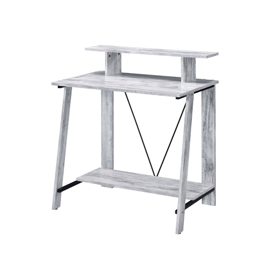 Antique Black and Grey Multi-Level Writing Desk with Stylish Metal Support