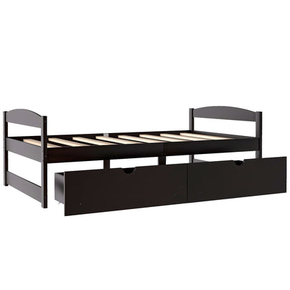 Espresso Twin Platform Bed with Dual Storage Drawers