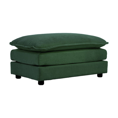 Modular Chenille Ottoman Footrest for Sofas Cushioned, Wood Frame, Easy Assembly Green