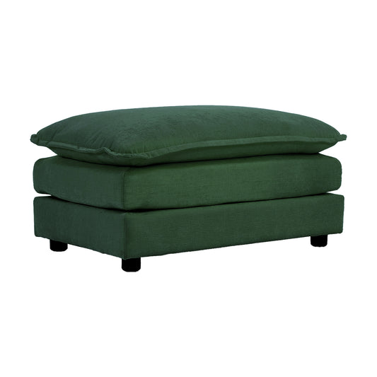 Modular Chenille Ottoman Footrest for Sofas Cushioned, Wood Frame, Easy Assembly Green