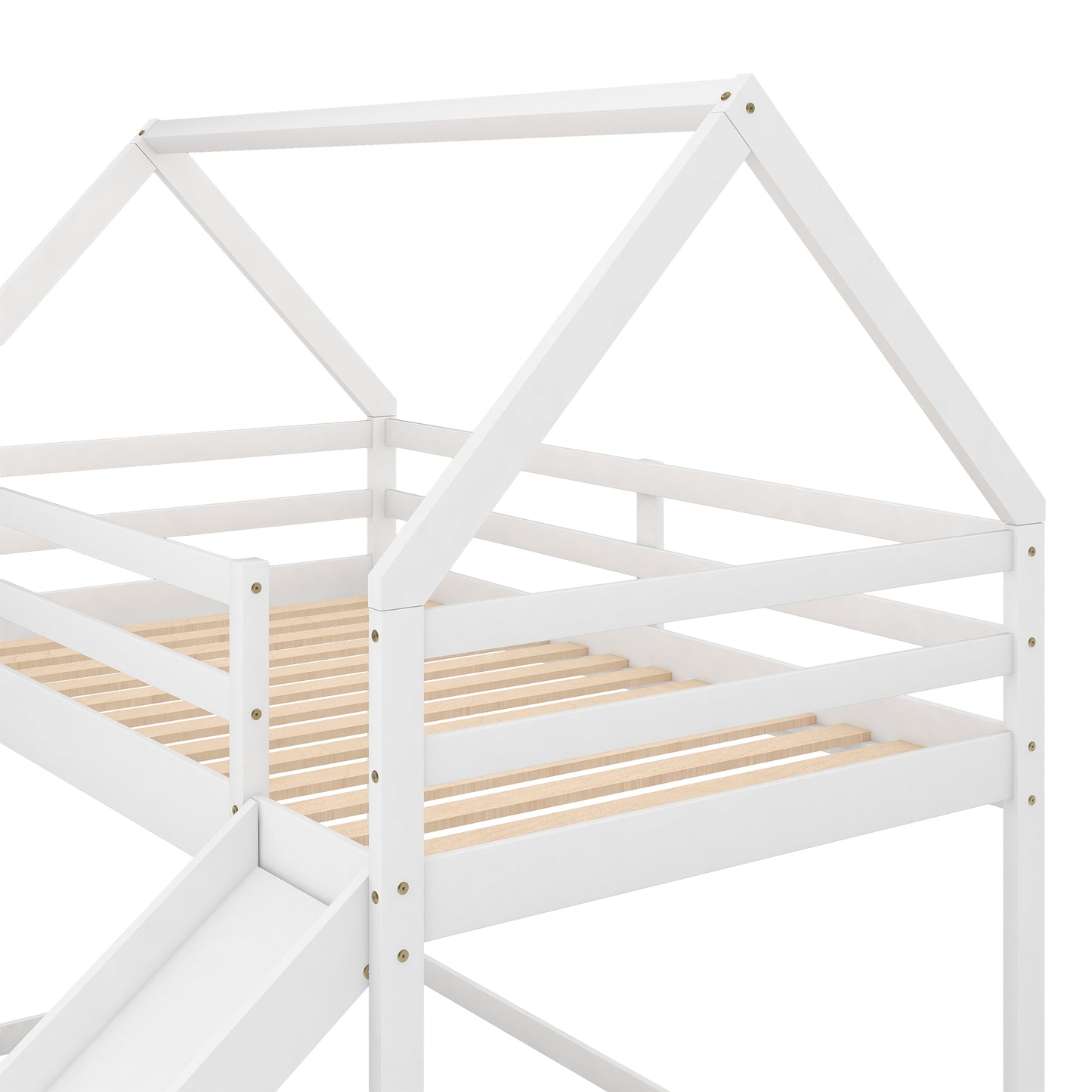 Kids' Enchanted Twin Bunk Bed with Slide & Ladder in White