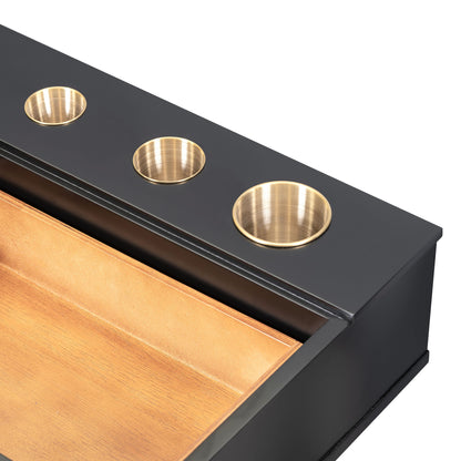 47-Inch Floating Shelf with Drawer — Wall-Mounted Vanity Desk for Bedroom/Bath Salon Table Black & Gold