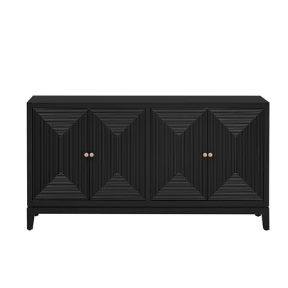 U_STYLE Sleek Storage Cabinet Sideboard Buffet with Vertical Line Design,Suitable for Study,Entrance and Living Room