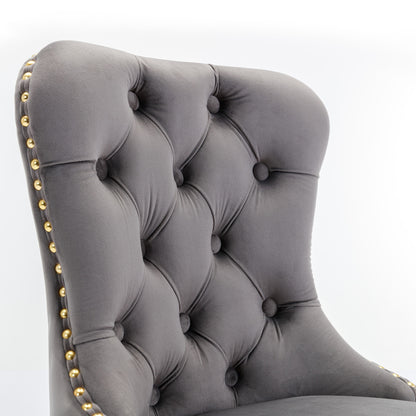 A&A Furniture Velvet Bar Stools Set Of 2 Adjustable Gray