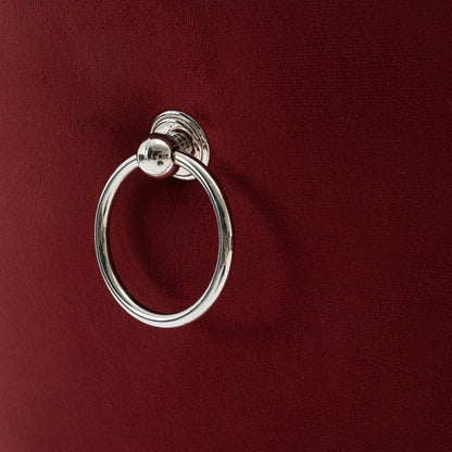 Modern Tufted Solid Wood Dining Chairs, PU & Velvet, Wood Legs, Set of 2, Black + Burgundy