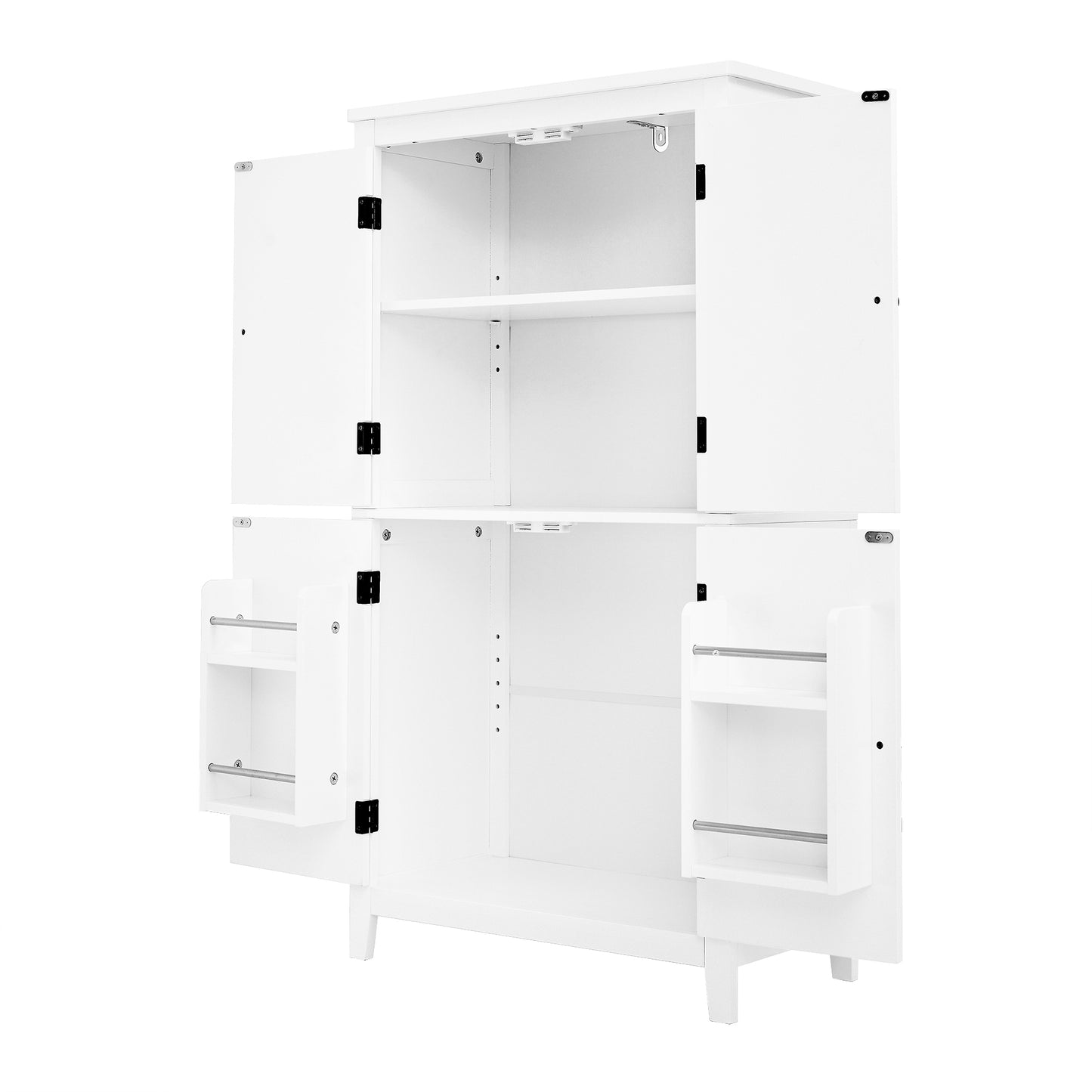 Stylish Freestanding Bathroom Storage Cabinet with 4 Adjustable Shelves, White MDF Unit