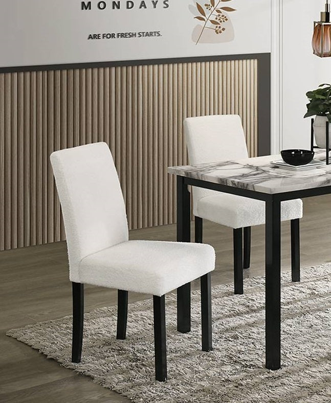 Modern 5-Piece Dining Set Chairs Faux Marble Table White