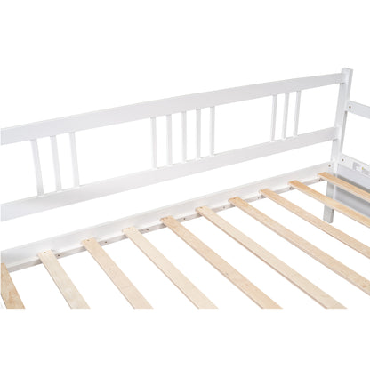 White Twin Size Wood Daybed with Dual Storage Drawers
