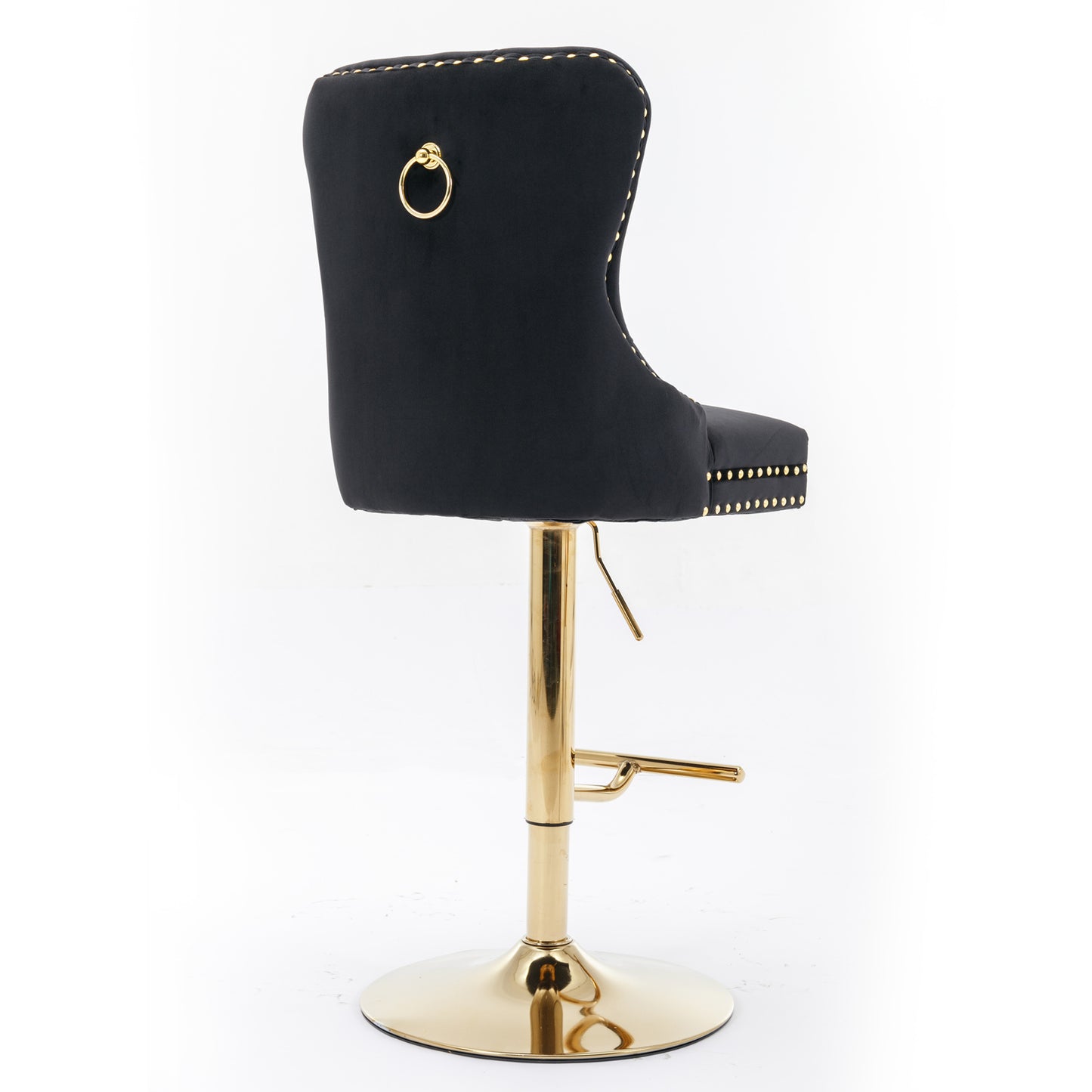 Black Velvet Bar Stools Adjustable Height 27 To 35 Inches