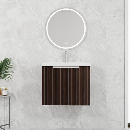24-Inch Wall-Mounted Bathroom Vanity with Soft-Close Doors and Resin Sink for Compact Spaces