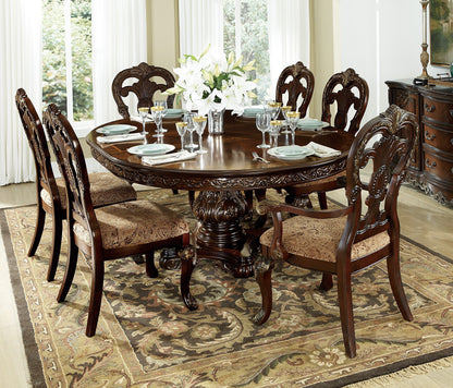 2-Piece Traditional Dining Side Chairs, Fabric Upholstered Wood Frame Gold Tipping, 21.25 in Seat, Cherry