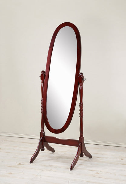 Elegant Cherry-Finished Cheval Mirror with Traditional Design