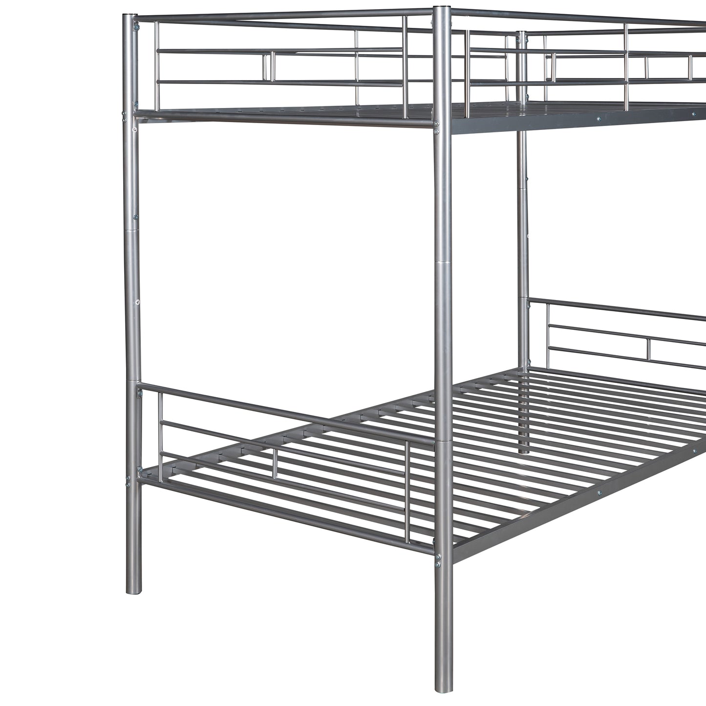 Contemporary Silver Twin Over Twin Metal Bunk Bed