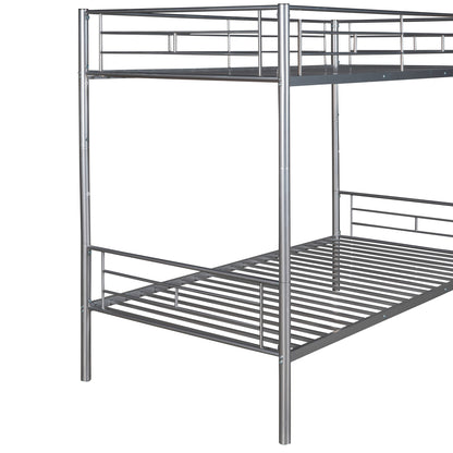 Contemporary Silver Twin Over Twin Metal Bunk Bed