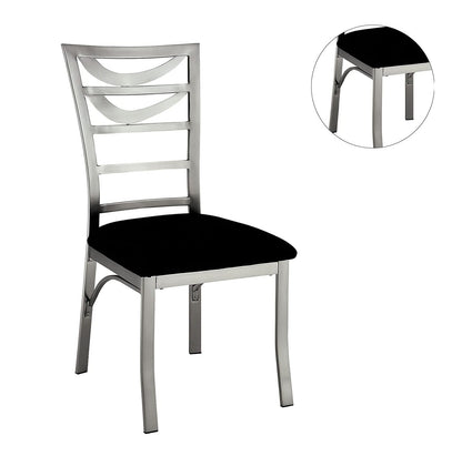 2-Piece Contemporary Metal Dining Chairs with Padded Microfiber Seats, Ladder-Back, Powder-Coated Black