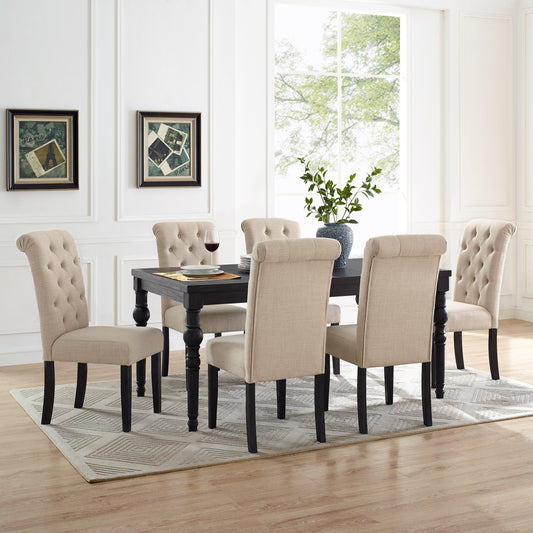 Urban Style Wood Turned Leg Dining Set Chairs Dark Wash