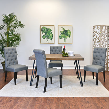 Hairpin Leg Dining Table With Four Chairs Five Piece Set
