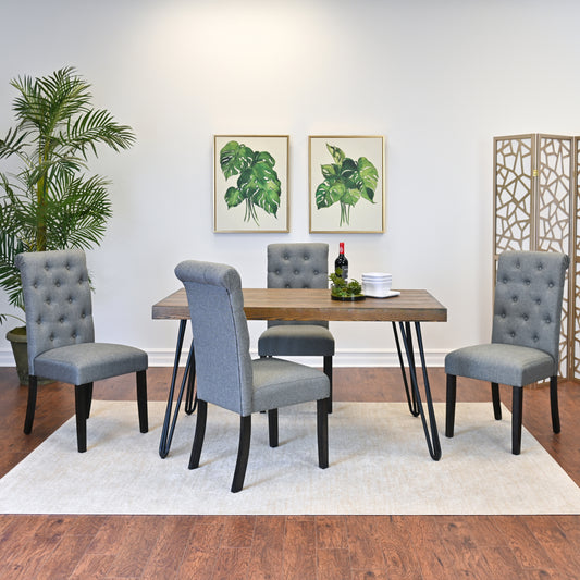 Hairpin Leg Dining Table With Four Chairs Five Piece Set